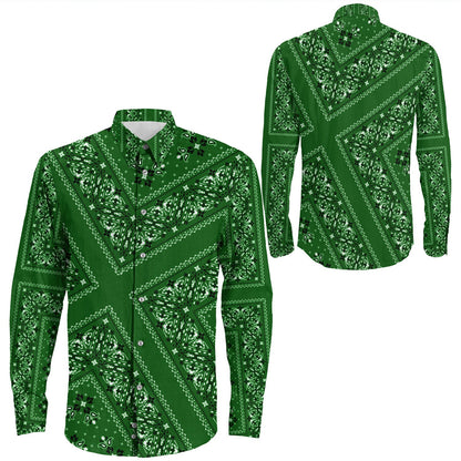 Shirt Paisley Bandana Pattern Seamless Long Sleeve Button Shirt