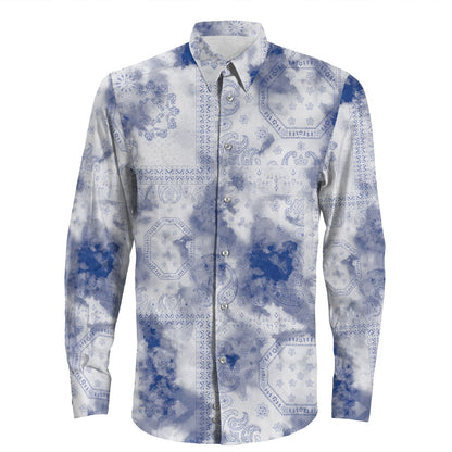 Shirt Paisley Bandana Pattern Seamless Long Sleeve Button Shirt