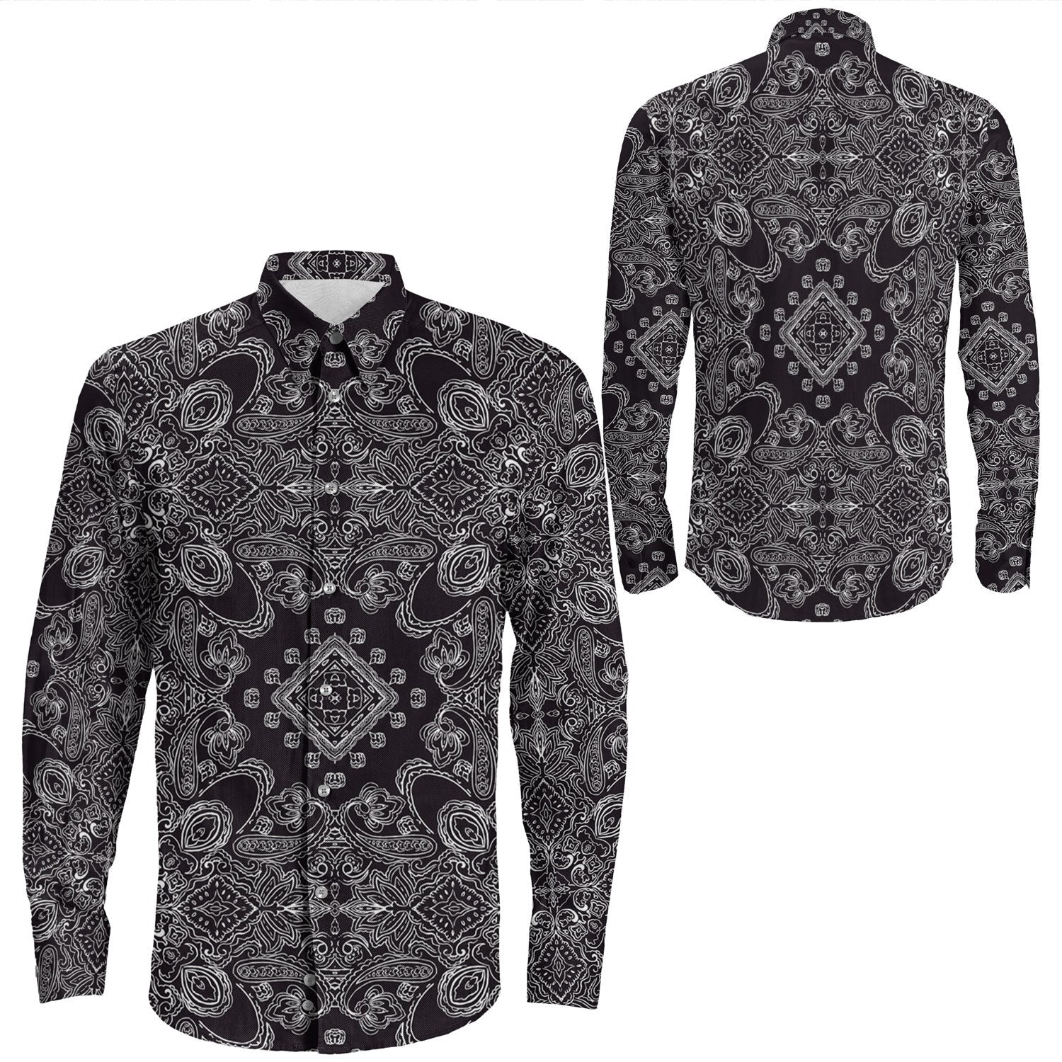 Shirt Paisley Bandana Pattern Seamless Long Sleeve Button Shirt
