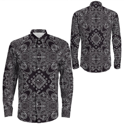 Shirt Paisley Bandana Pattern Seamless Long Sleeve Button Shirt