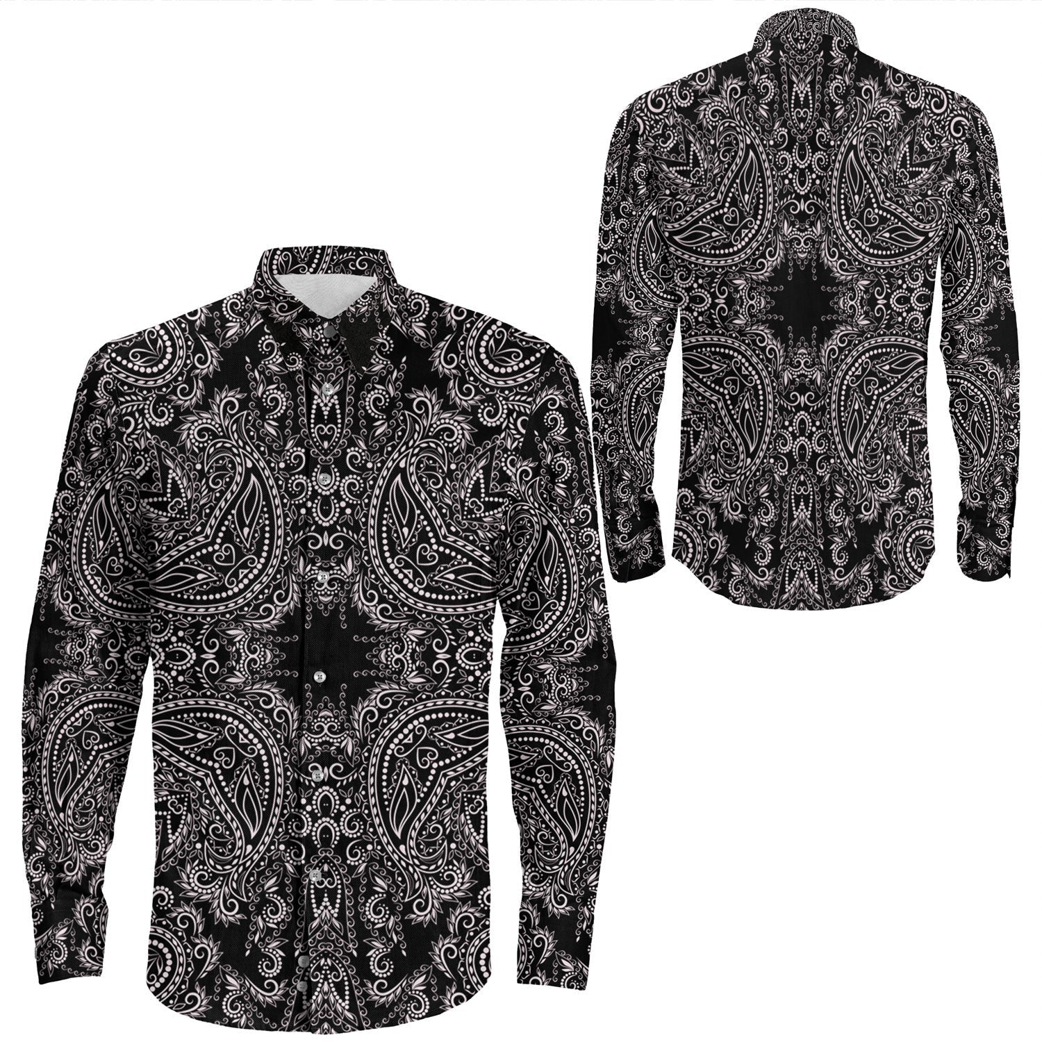 Shirt Paisley Bandana Pattern Seamless Long Sleeve Button Shirt