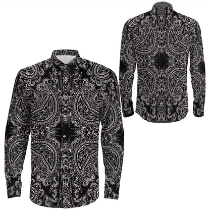 Shirt Paisley Bandana Pattern Seamless Long Sleeve Button Shirt