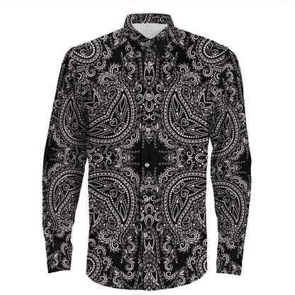 Shirt Paisley Bandana Pattern Seamless Long Sleeve Button Shirt