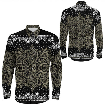 Shirt Paisley Bandana Pattern Seamless Long Sleeve Button Shirt
