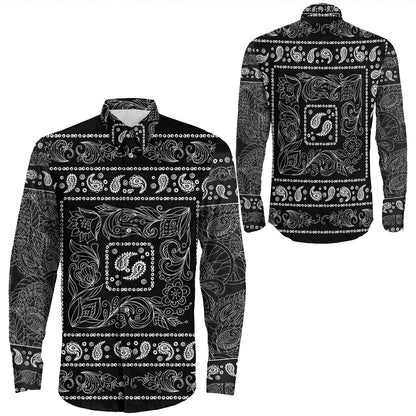 Shirt Paisley Bandana Pattern Seamless Long Sleeve Button Shirt
