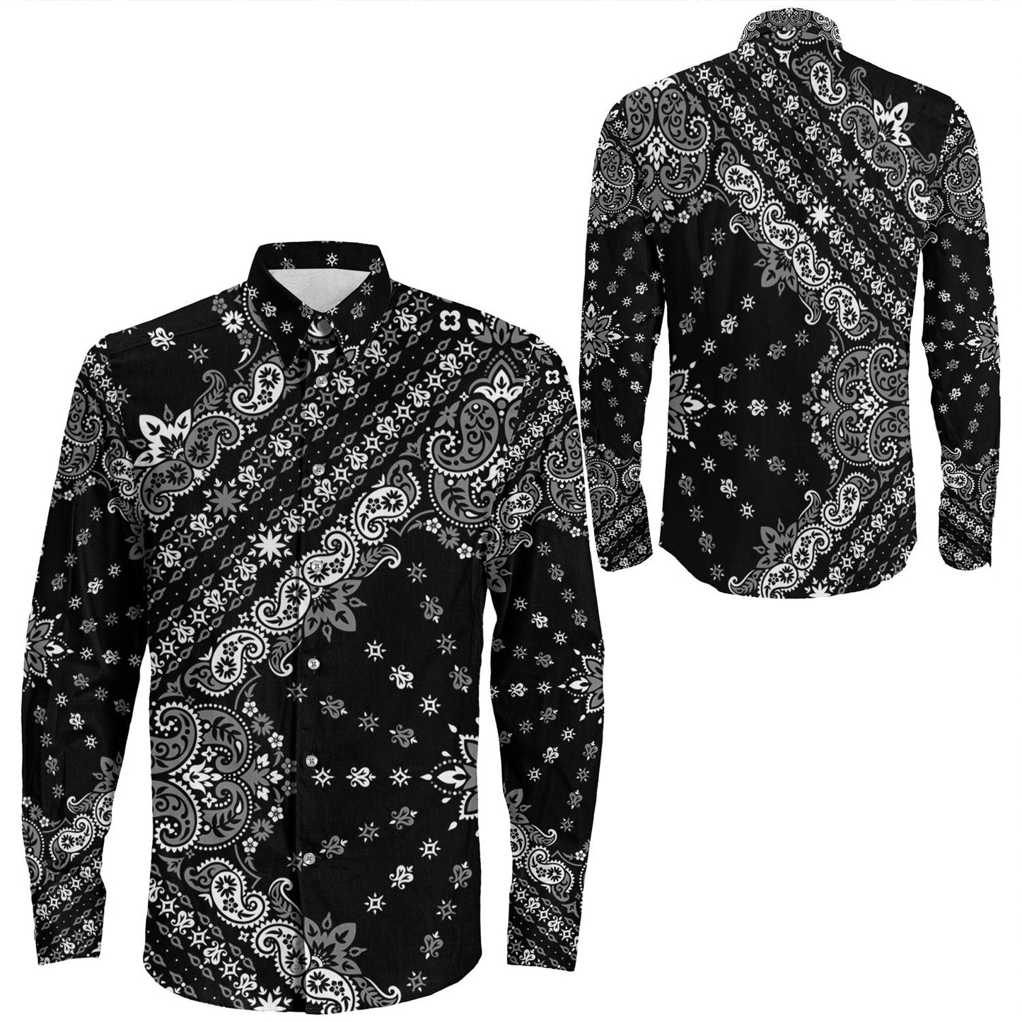 Shirt Paisley Bandana Pattern Seamless Long Sleeve Button Shirt