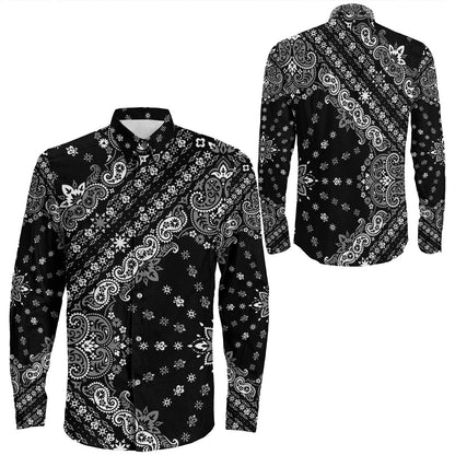 Shirt Paisley Bandana Pattern Seamless Long Sleeve Button Shirt