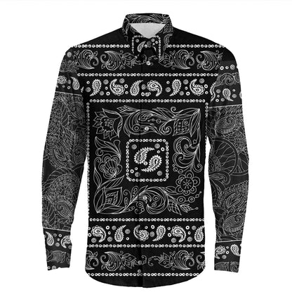 Shirt Paisley Bandana Pattern Seamless Long Sleeve Button Shirt