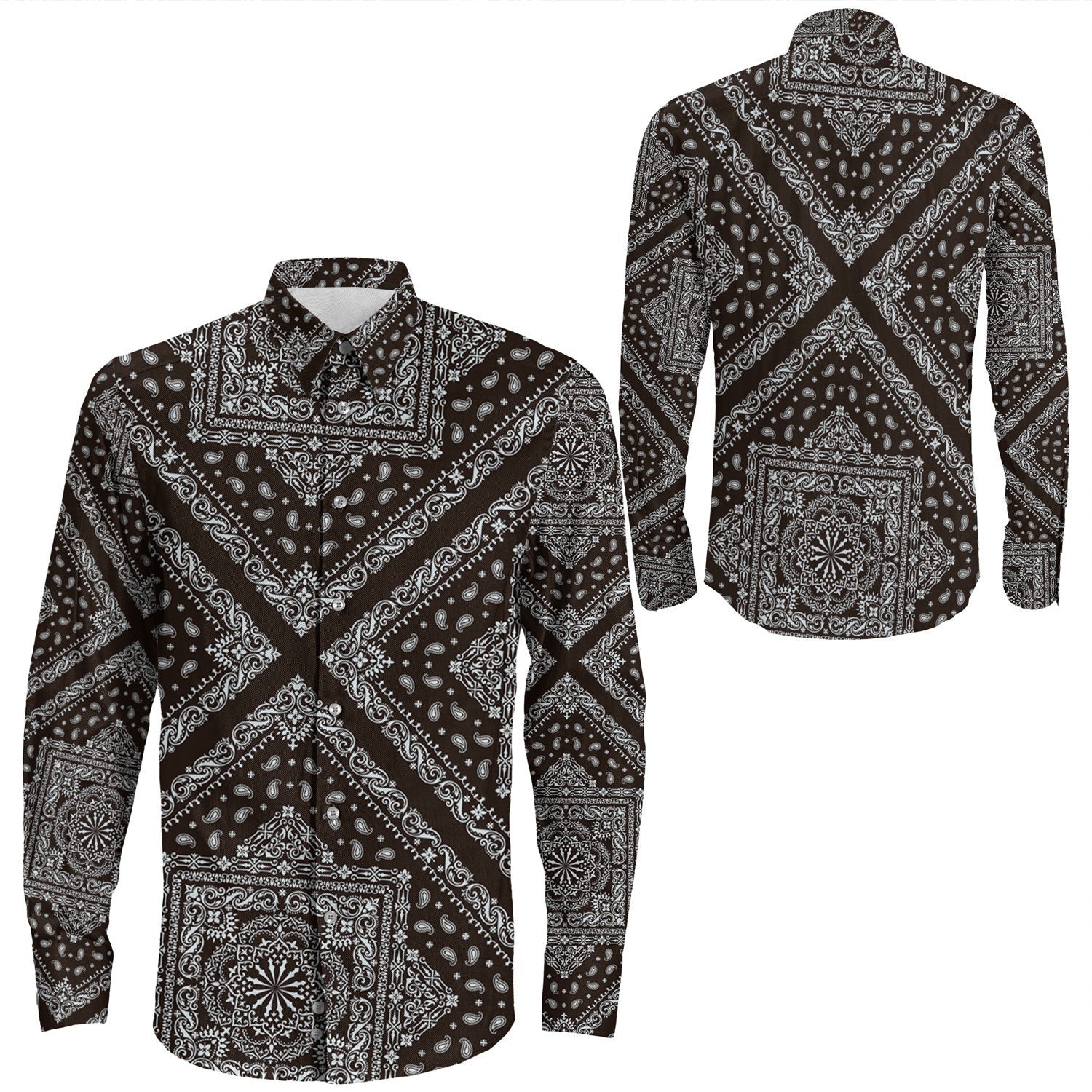 Shirt Paisley Bandana Pattern Seamless Long Sleeve Button Shirt
