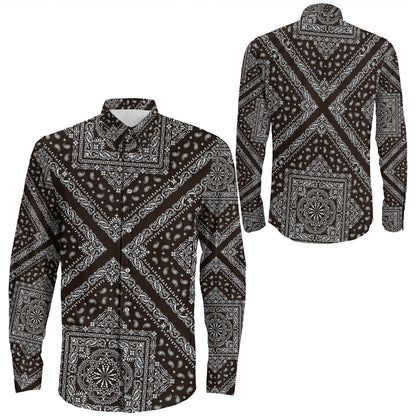 Shirt Paisley Bandana Pattern Seamless Long Sleeve Button Shirt