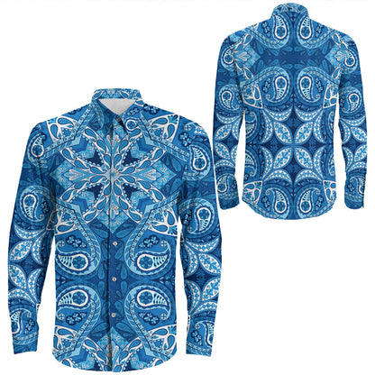 Shirt Paisley Bandana Pattern Seamless Long Sleeve Button Shirt