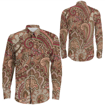 Shirt Paisley Bandana Pattern Seamless Long Sleeve Button Shirt