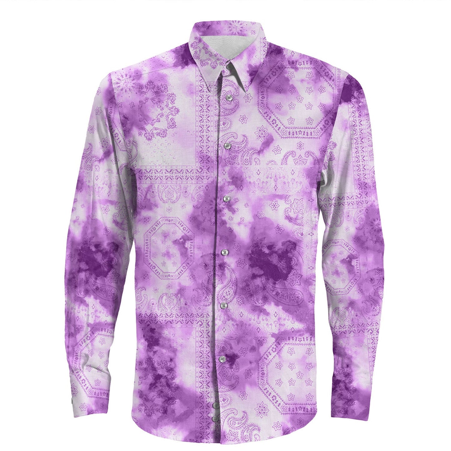 Shirt Paisley Bandana Pattern Seamless Long Sleeve Button Shirt