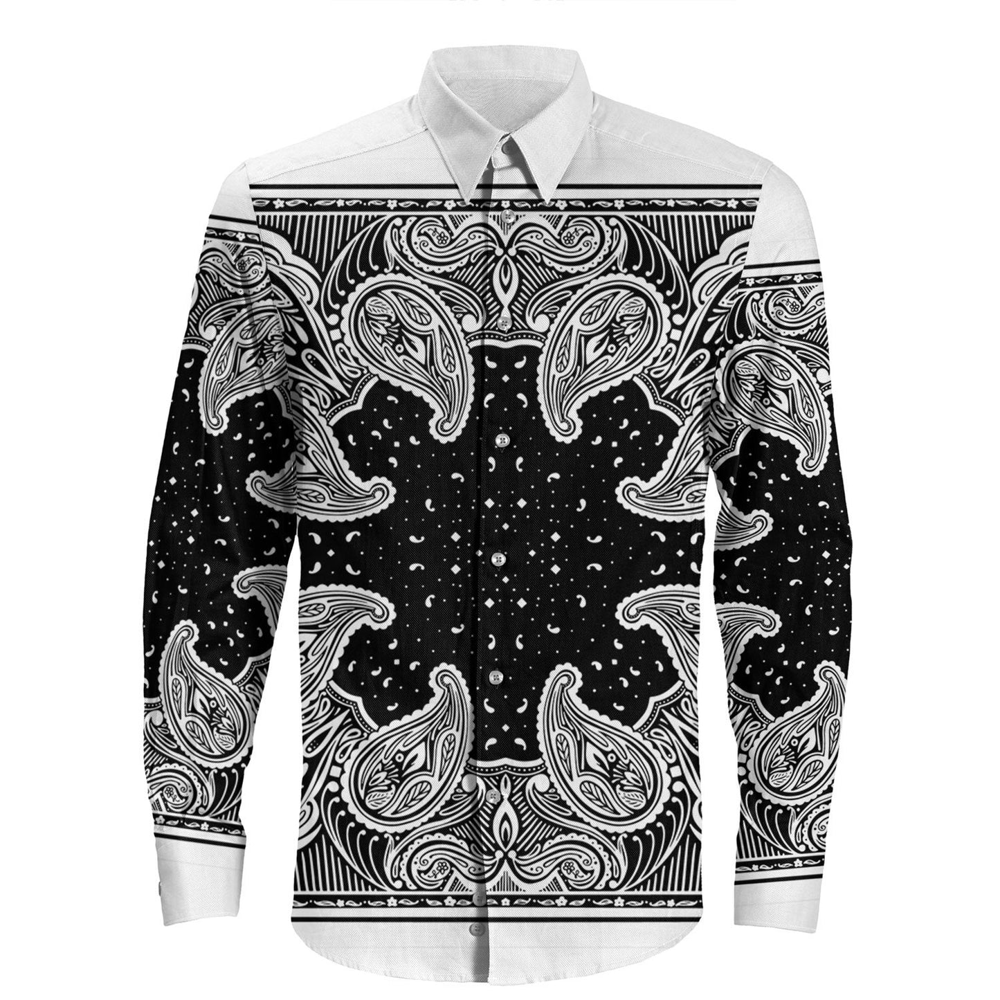 Shirt Paisley Bandana Pattern Seamless Long Sleeve Button Shirt
