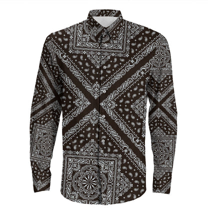 Shirt Paisley Bandana Pattern Seamless Long Sleeve Button Shirt