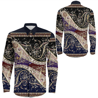 Shirt Paisley Bandana Pattern Seamless Long Sleeve Button Shirt