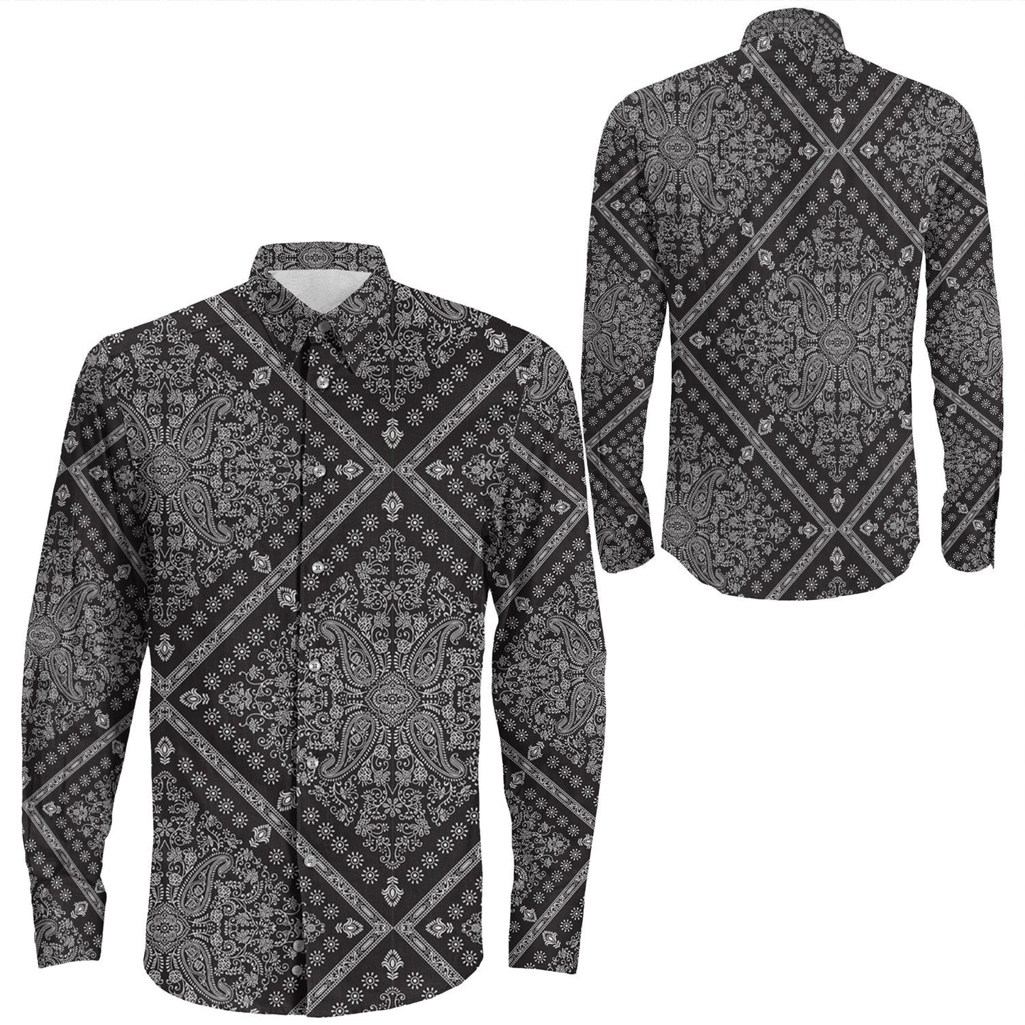 Shirt Paisley Bandana Pattern Seamless Long Sleeve Button Shirt