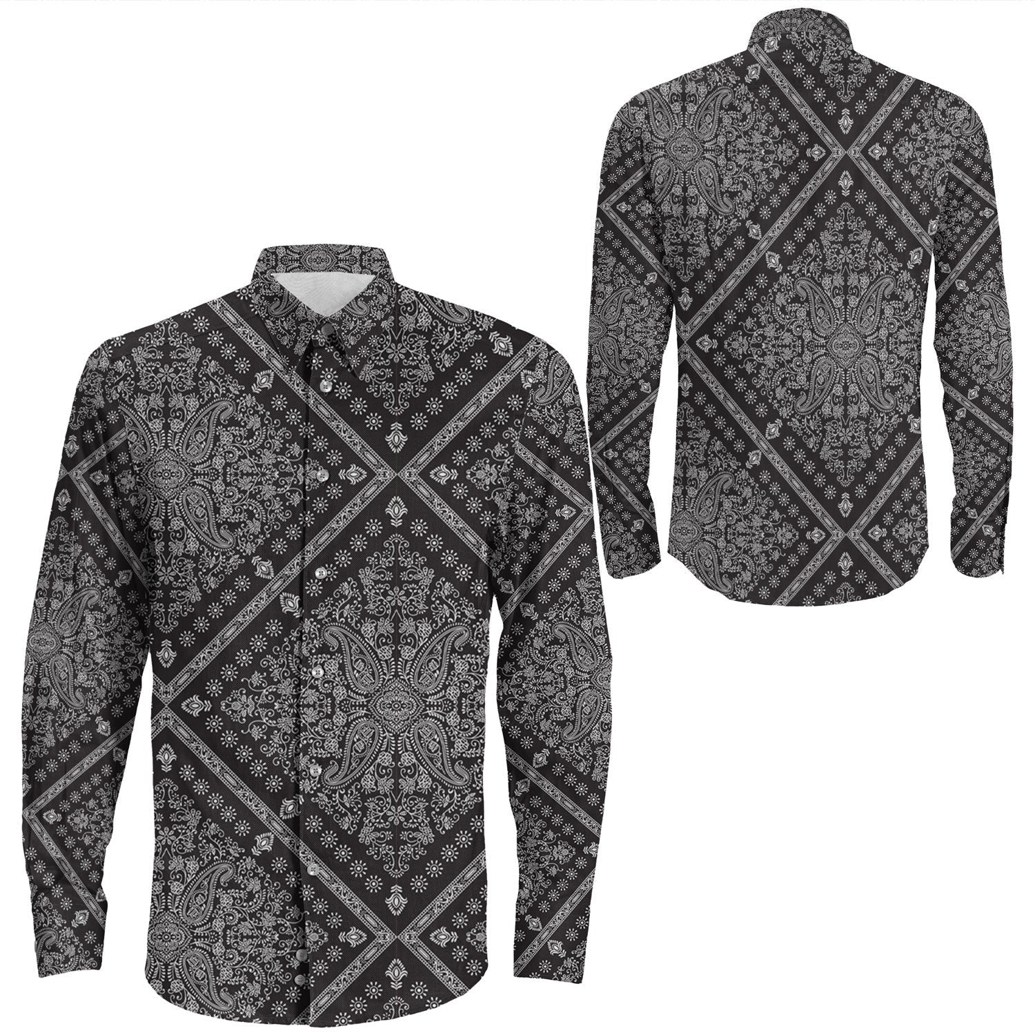 Shirt Paisley Bandana Pattern Seamless Long Sleeve Button Shirt