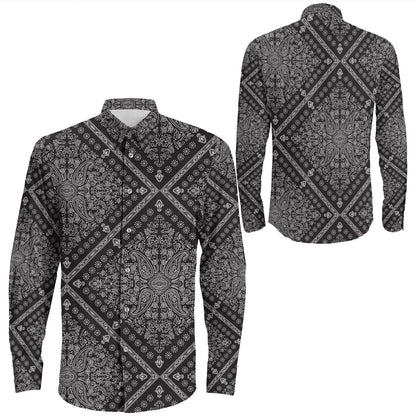 Shirt Paisley Bandana Pattern Seamless Long Sleeve Button Shirt