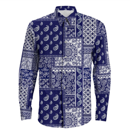 Shirt Paisley Bandana Pattern Seamless Long Sleeve Button Shirt