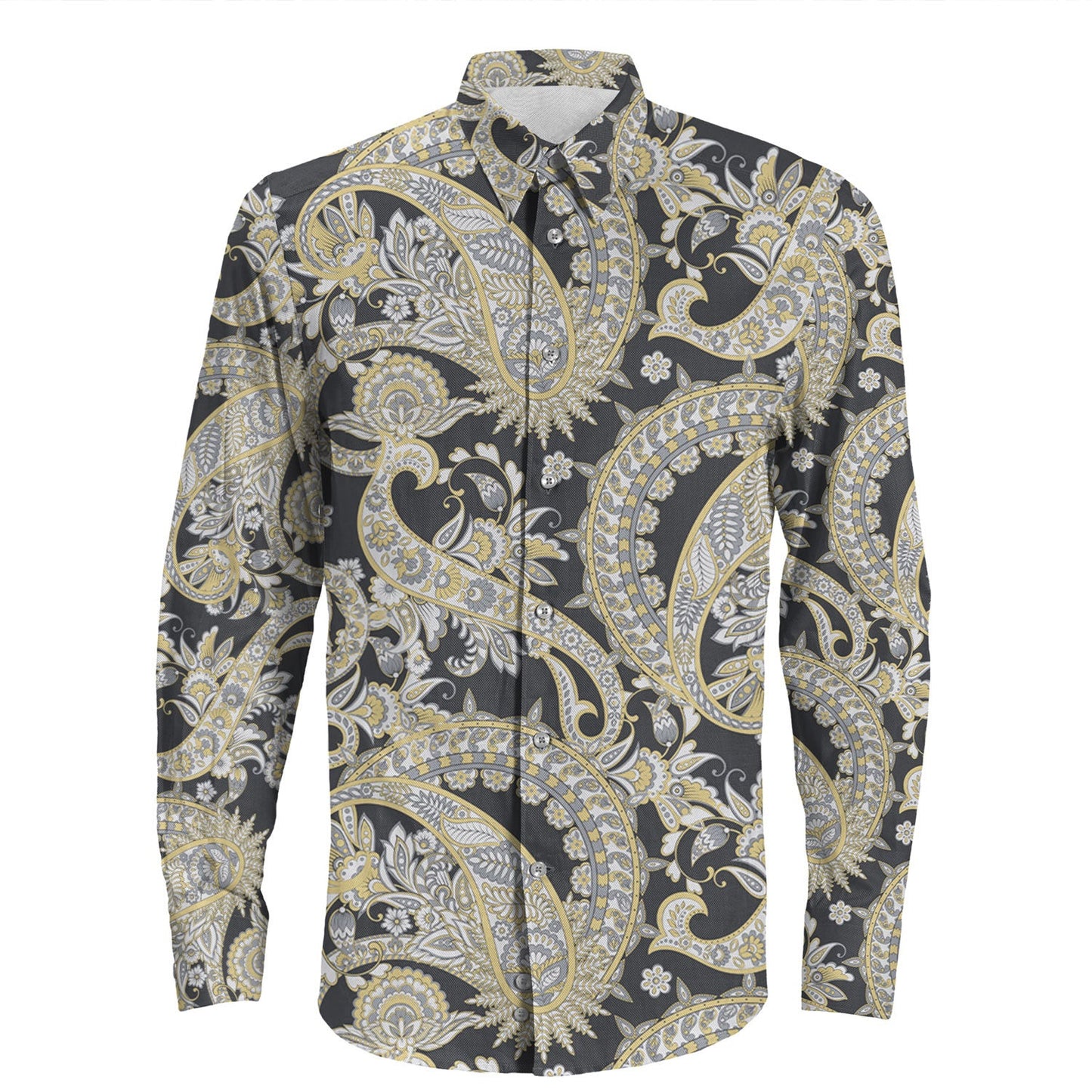 Shirt Paisley Bandana Pattern Seamless Long Sleeve Button Shirt