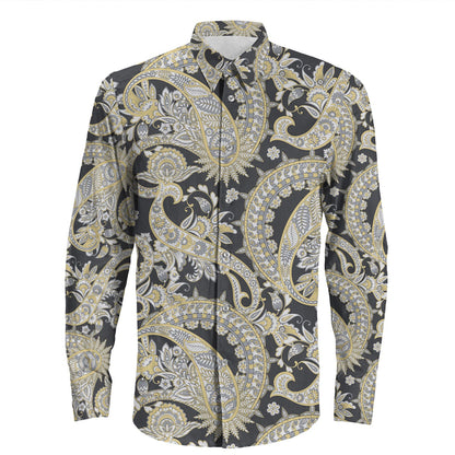 Shirt Paisley Bandana Pattern Seamless Long Sleeve Button Shirt