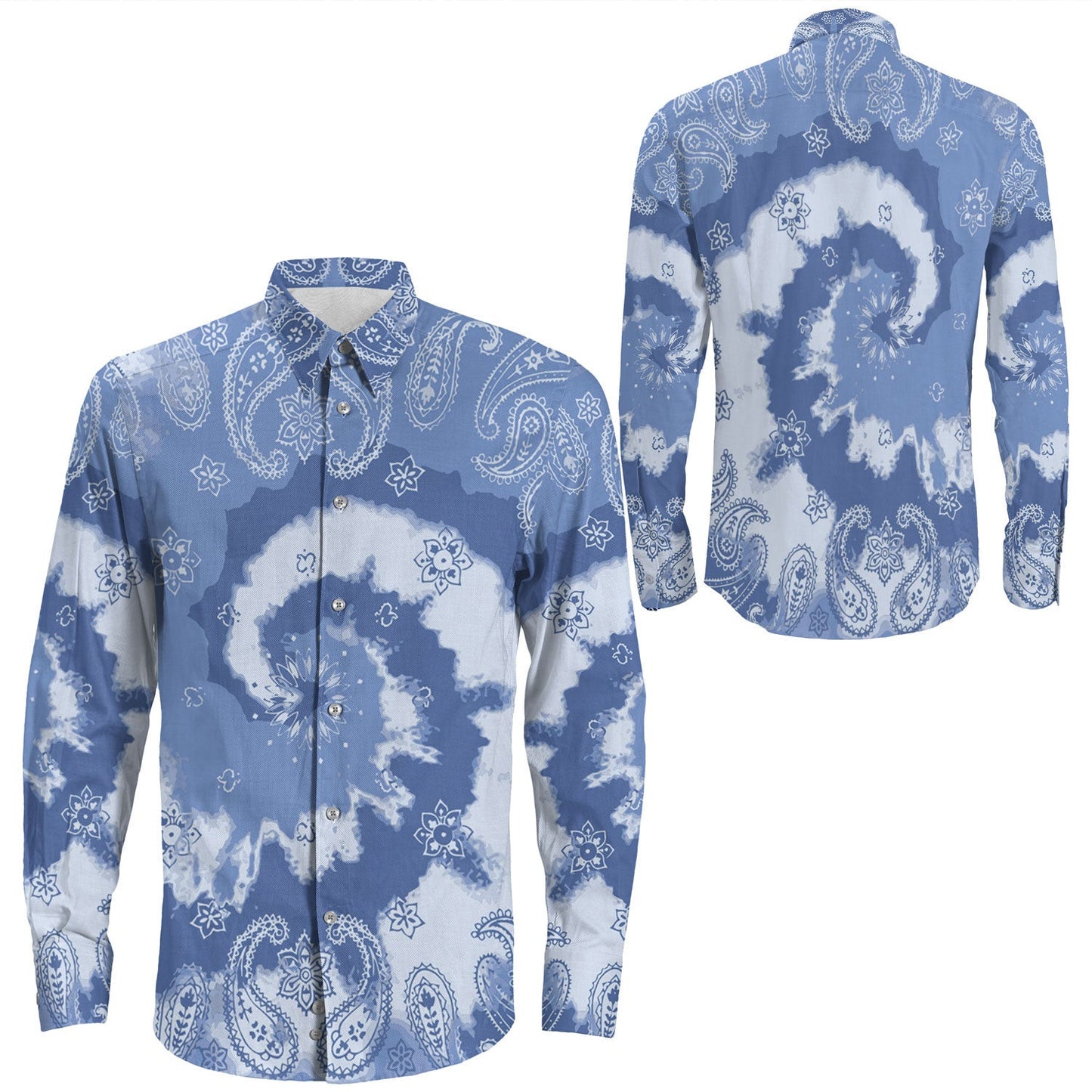 Shirt Paisley Bandana Pattern Seamless Long Sleeve Button Shirt