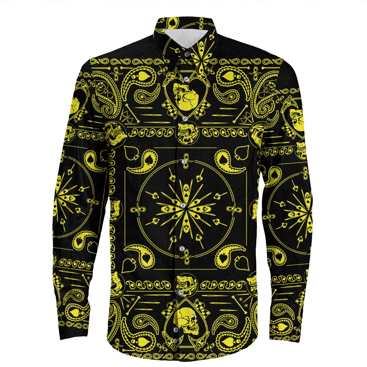 Shirt Paisley Bandana Pattern Seamless Long Sleeve Button Shirt
