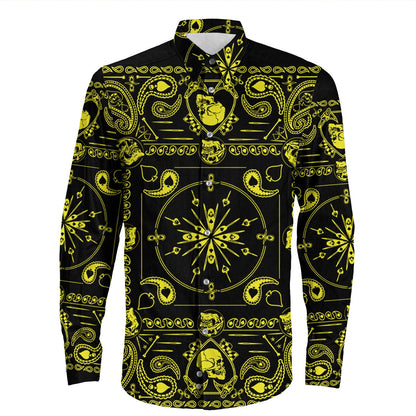 Shirt Paisley Bandana Pattern Seamless Long Sleeve Button Shirt