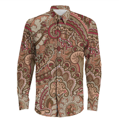 Shirt Paisley Bandana Pattern Seamless Long Sleeve Button Shirt