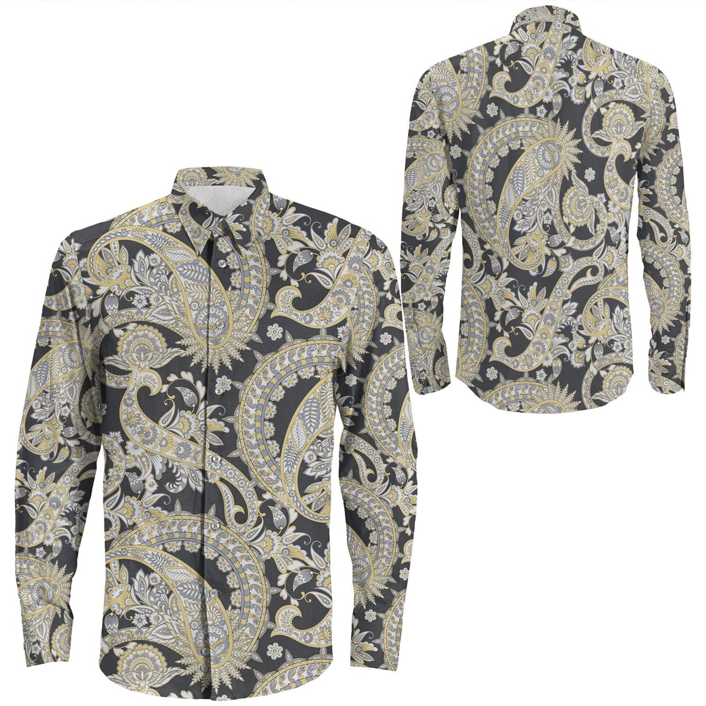 Shirt Paisley Bandana Pattern Seamless Long Sleeve Button Shirt
