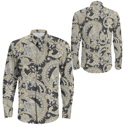 Shirt Paisley Bandana Pattern Seamless Long Sleeve Button Shirt