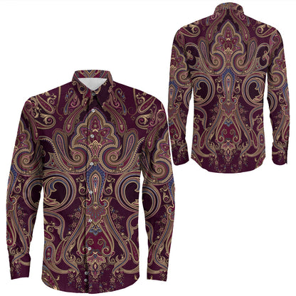 Shirt Paisley Bandana Pattern Seamless Long Sleeve Button Shirt