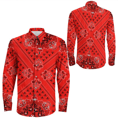 Shirt Paisley Bandana Pattern Seamless Long Sleeve Button Shirt