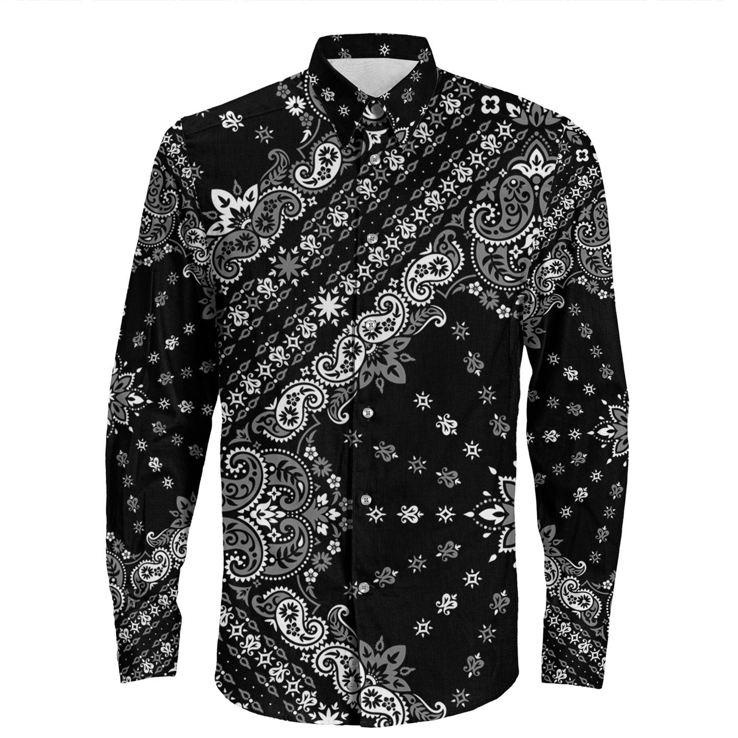 Shirt Paisley Bandana Pattern Seamless Long Sleeve Button Shirt
