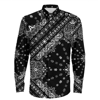 Shirt Paisley Bandana Pattern Seamless Long Sleeve Button Shirt
