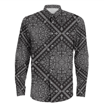 Shirt Paisley Bandana Pattern Seamless Long Sleeve Button Shirt