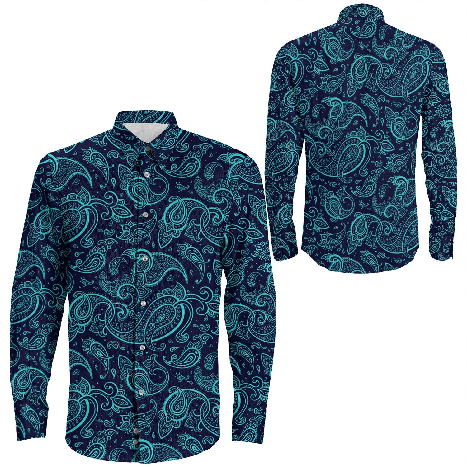 Shirt Paisley Bandana Pattern Seamless Long Sleeve Button Shirt