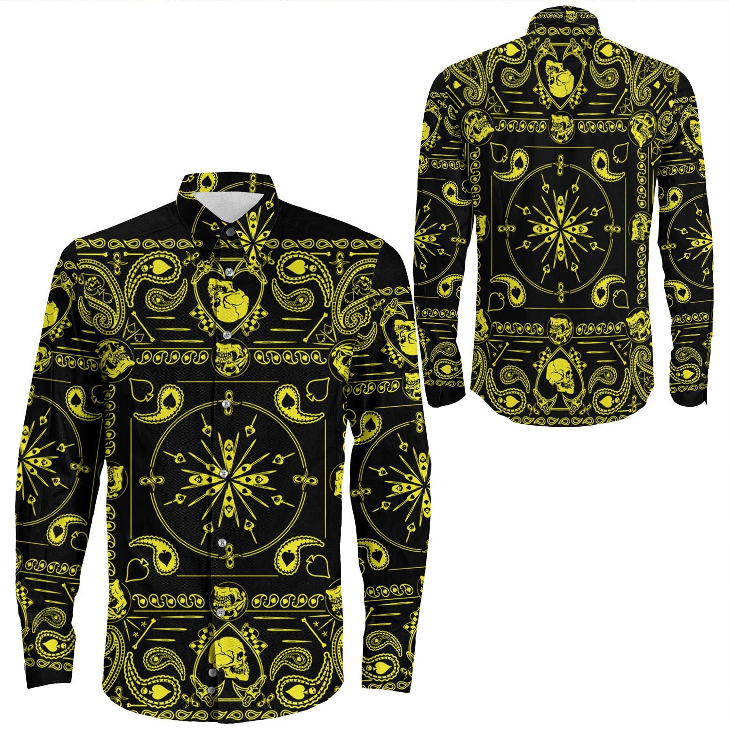 Shirt Paisley Bandana Pattern Seamless Long Sleeve Button Shirt