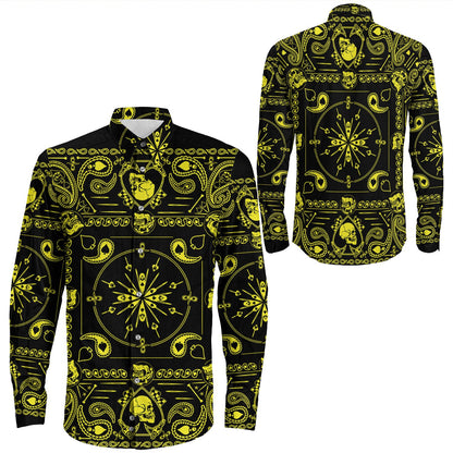 Shirt Paisley Bandana Pattern Seamless Long Sleeve Button Shirt