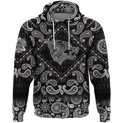Clothing Viking Hoodie Haiti Pattern Style With Bandana Paisley Style