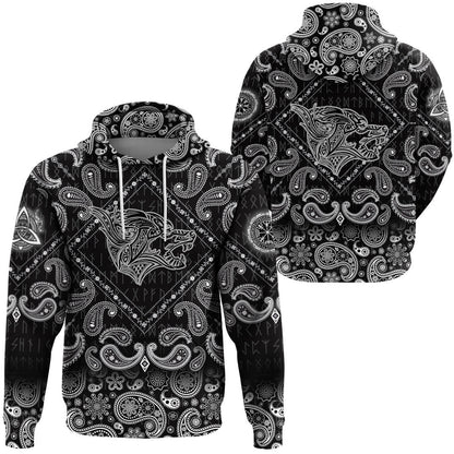 Clothing Viking Hoodie Haiti Pattern Style With Bandana Paisley Style