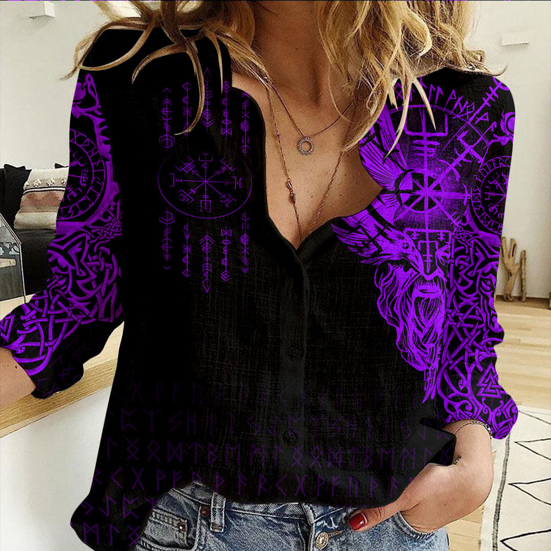 Clothing Viking Compass Vegvisir Tattoo Purple Version Casual Shirt