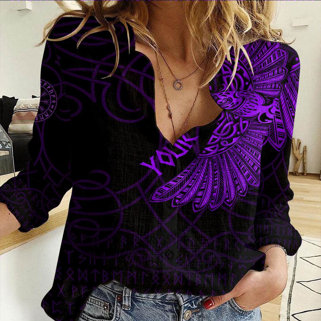 Custom Clothing Viking Odin's Celtic Ravens Purple Version Casual Shirt