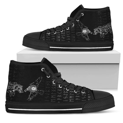 Viking High Top Shoe Raven And Wolf Special Tattoo