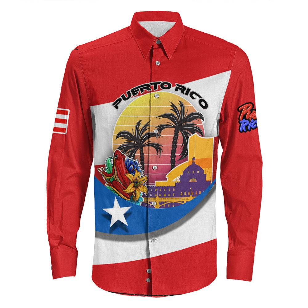 Clothing Puerto Rico Style Disco Retro Long Sleeve Button Shirt