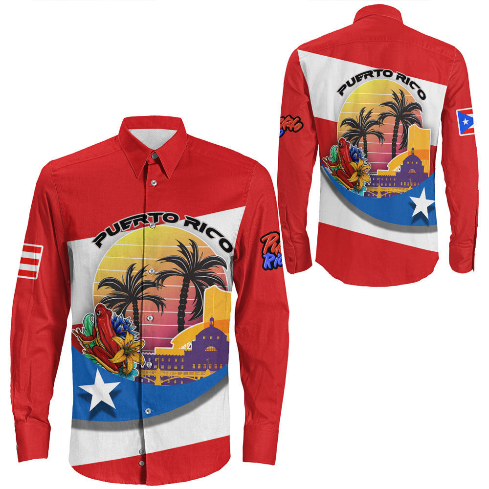 Clothing Puerto Rico Style Disco Retro Long Sleeve Button Shirt
