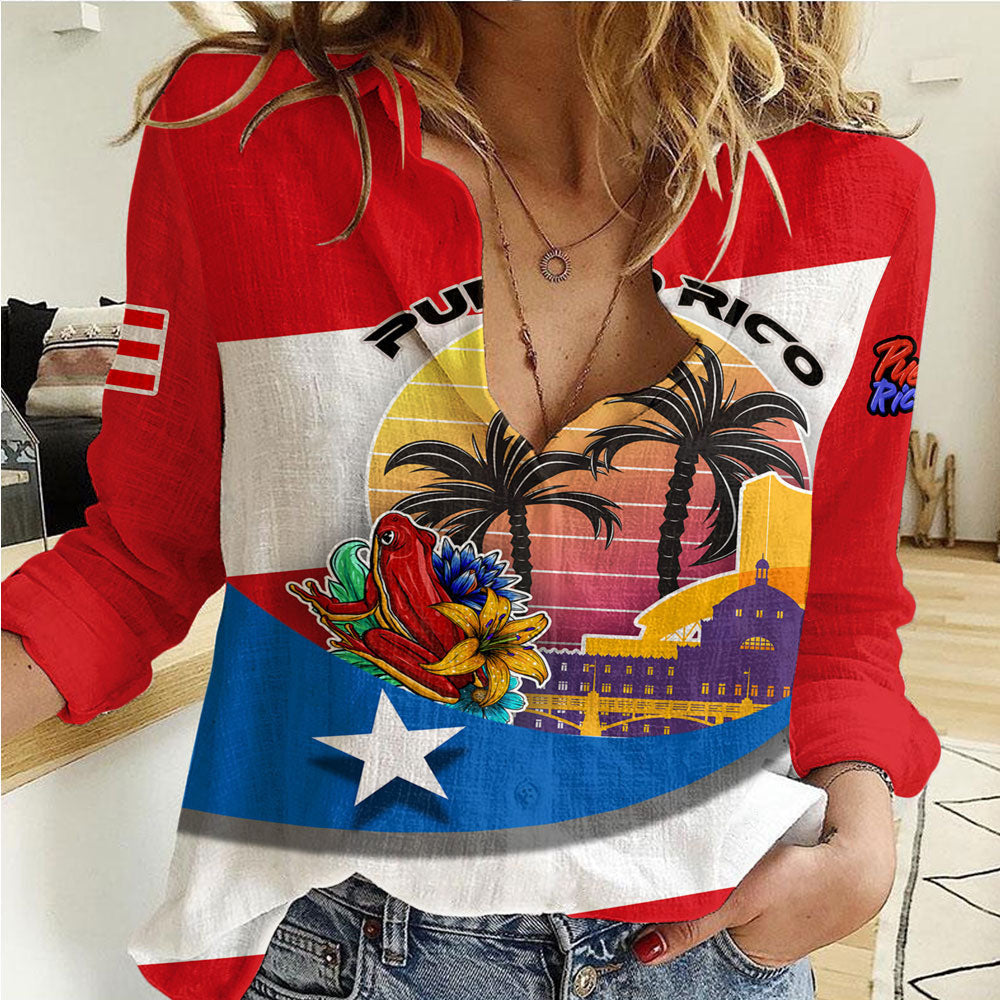 Clothing Puerto Rico Style Disco Retro Women Casual Shirt