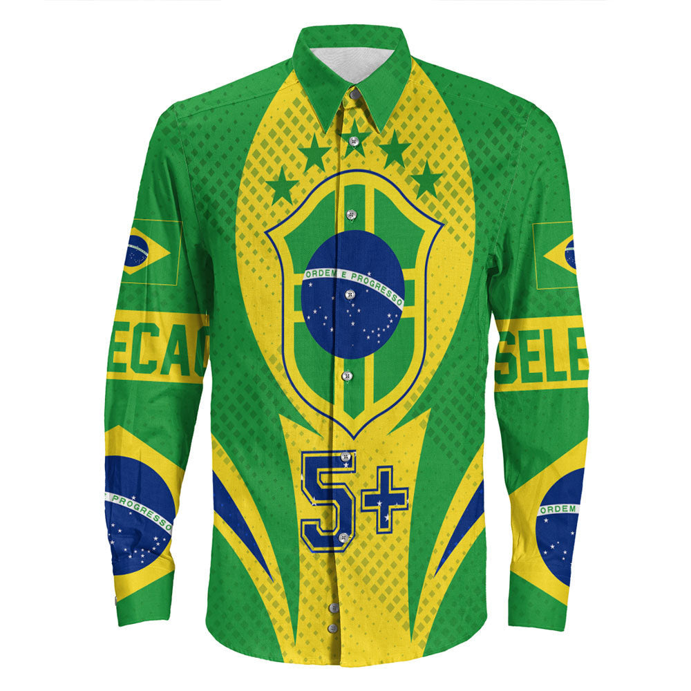 Clothing Brazil Action Flag Style Sport Long Sleeve Button Shirt