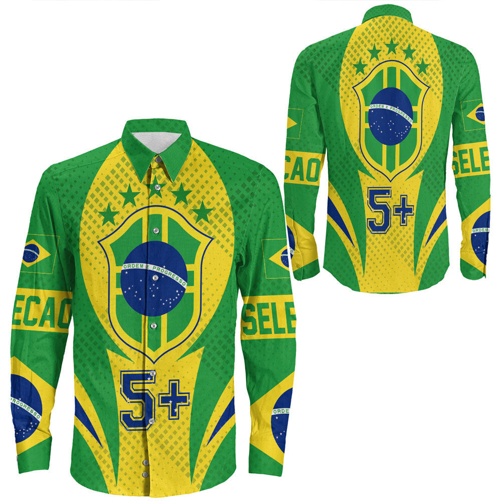 Clothing Brazil Action Flag Style Sport Long Sleeve Button Shirt